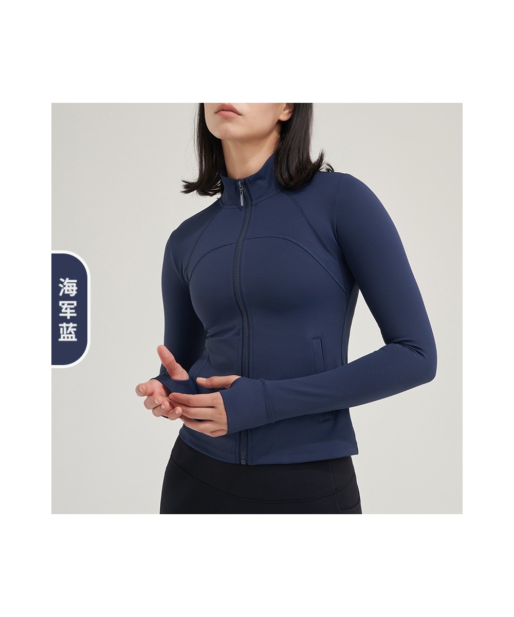 2022 Women's shirts quick-dry fitness shirts long-sleeved sports tops women's front zip yoga tops sports tops with thumb hole...