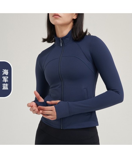 2022 Women's shirts quick-dry fitness shirts long-sleeved sports tops women's front zip yoga tops sports tops with thumb hole...