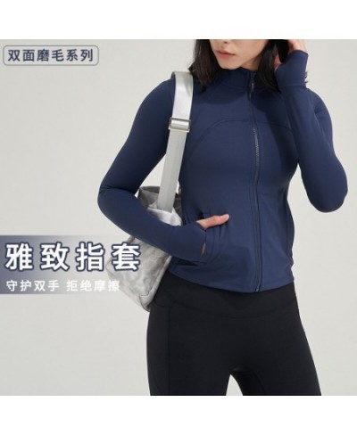 2022 Women's shirts quick-dry fitness shirts long-sleeved sports tops women's front zip yoga tops sports tops with thumb hole...