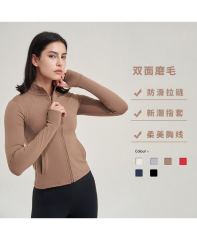 2022 Women's shirts quick-dry fitness shirts long-sleeved sports tops women's front zip yoga tops sports tops with thumb hole...