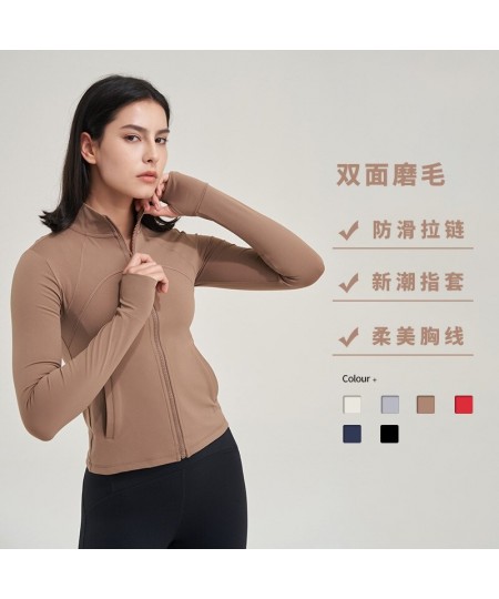 2022 Women's shirts quick-dry fitness shirts long-sleeved sports tops women's front zip yoga tops sports tops with thumb hole...