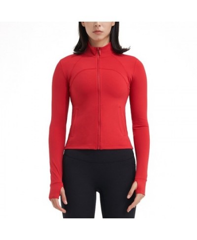 2022 Women's shirts quick-dry fitness shirts long-sleeved sports tops women's front zip yoga tops sports tops with thumb hole...