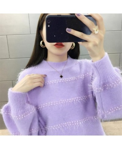 Lady Elegant Casual Warm Jumper Female Loose Pullover Sweater Tops 2023 Fashion Autumn Women Solid Knitted Sweater Pullovers ...