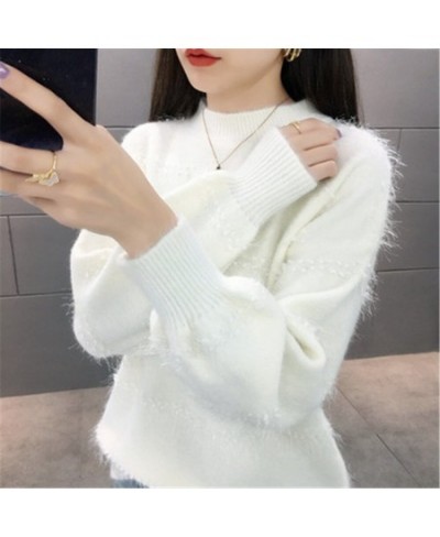 Lady Elegant Casual Warm Jumper Female Loose Pullover Sweater Tops 2023 Fashion Autumn Women Solid Knitted Sweater Pullovers ...