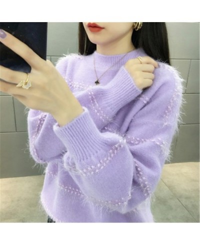 Lady Elegant Casual Warm Jumper Female Loose Pullover Sweater Tops 2023 Fashion Autumn Women Solid Knitted Sweater Pullovers ...