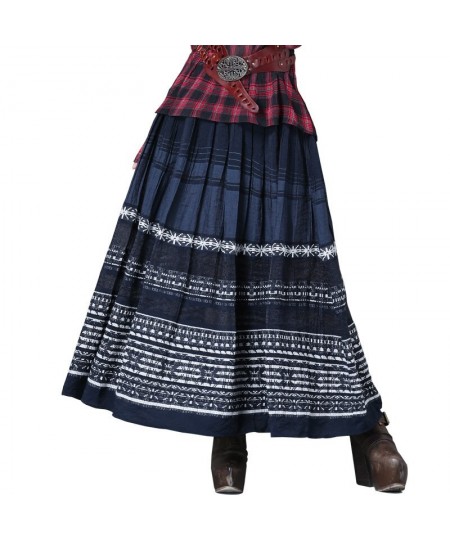 women's clothing 2022 early autumn new embroidered long skirt ethnic style stripe patchwork pleated skirt skirt skirt skir $8...