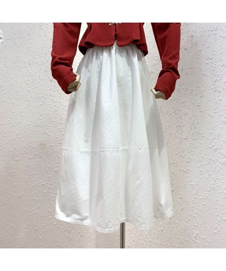 Early Spring New Elastic Medium Length Umbrella Skirt Washing A-shaped Casual and simple summer Skirt Solid color $48.19 - Sk...