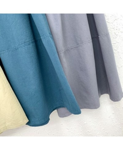 Early Spring New Elastic Medium Length Umbrella Skirt Washing A-shaped Casual and simple summer Skirt Solid color $48.19 - Sk...