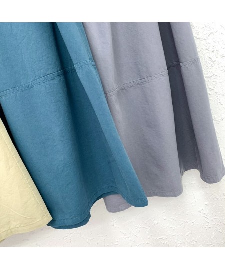 Early Spring New Elastic Medium Length Umbrella Skirt Washing A-shaped Casual and simple summer Skirt Solid color $48.19 - Sk...