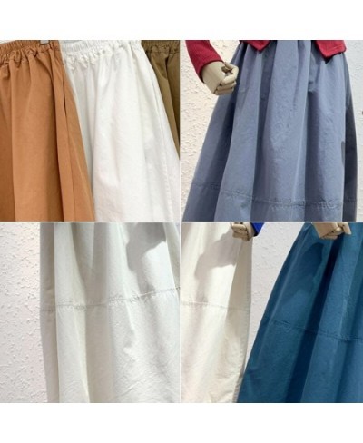 Early Spring New Elastic Medium Length Umbrella Skirt Washing A-shaped Casual and simple summer Skirt Solid color $48.19 - Sk...