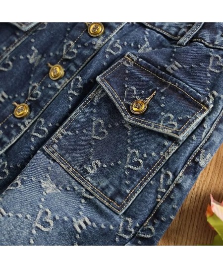 Spring Love Jacquard Denim Skirt Women Autumn 2023 New Casual Slim Split Buttock Skirt With pockets Female Long Denim Skirts ...