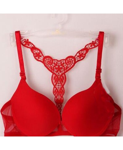 New 2023 Womens Sexy Front Closure Lace Racer Back Push Up Seamless Bra Racerback Bra $14.27 - Underwear