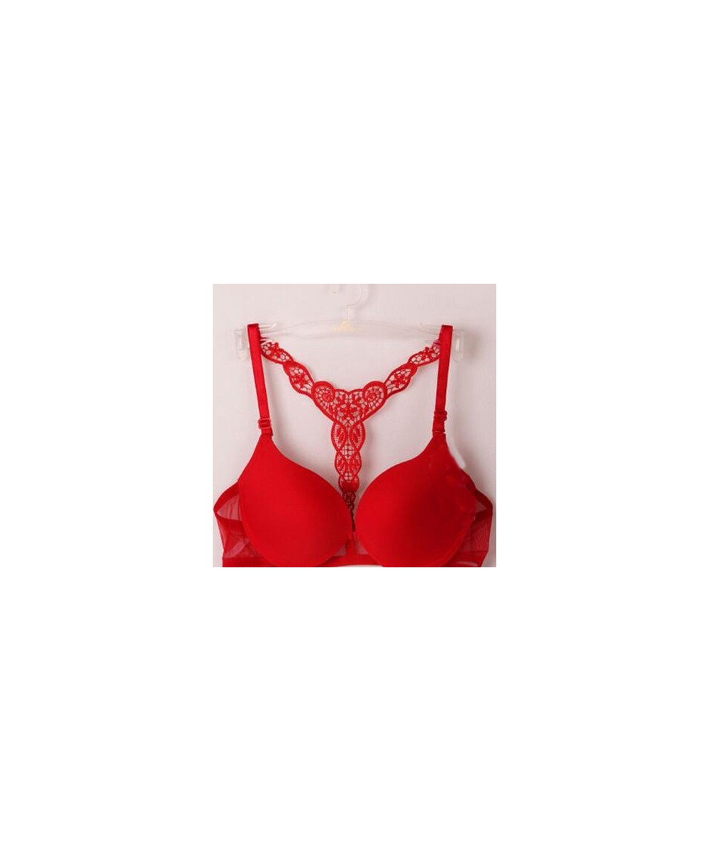 New 2023 Womens Sexy Front Closure Lace Racer Back Push Up Seamless Bra Racerback Bra $14.27 - Underwear