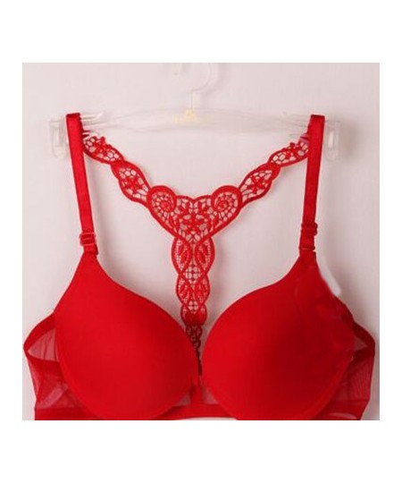 New 2023 Womens Sexy Front Closure Lace Racer Back Push Up Seamless Bra Racerback Bra $14.27 - Underwear