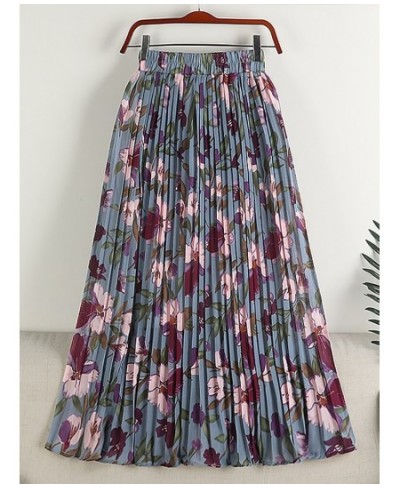 Floral Print Pleated Skirt for Women 2023 Spring Summer Vintage Chiffon A Line High Waist Midi Long Beach Skirt Female $35.51...