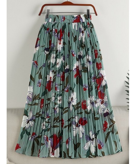 Floral Print Pleated Skirt for Women 2023 Spring Summer Vintage Chiffon A Line High Waist Midi Long Beach Skirt Female $35.51...