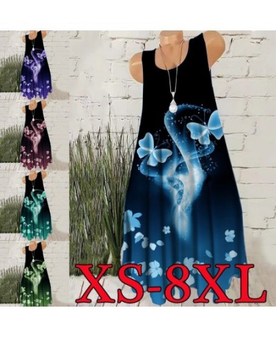 Women's 2022 Casual Loose Butterfly Print Soft Comfortable Sleeveless Beach Dress XS-8XL $23.40 - Dresses