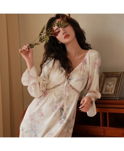 Satin Long One-piece Dress Gown Designer Clothes Women Luxury Sleepwear Summer Elegant Victorian Style Nightie $49.99 - Sleep...