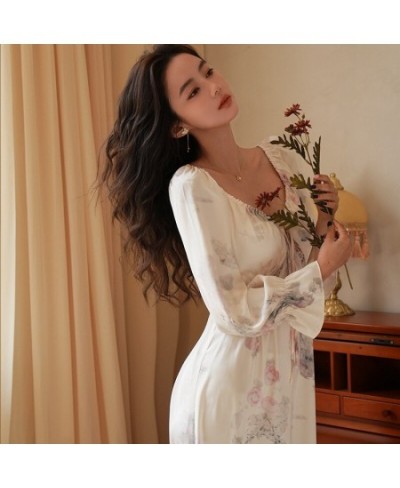 Satin Long One-piece Dress Gown Designer Clothes Women Luxury Sleepwear Summer Elegant Victorian Style Nightie $49.99 - Sleep...