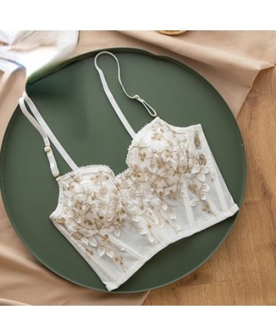 High Street Women's Camisole 2023 New Fashion Embroidered 3D Petal Bustier Bra Cropped Tops Female Thin Underwear $24.90 - To...