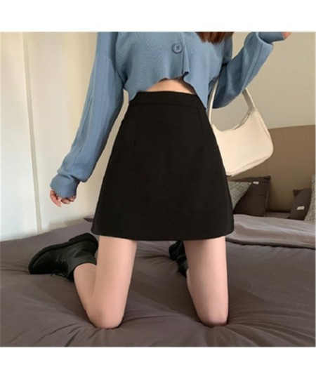 Skirts Women Black High-waist Side-split Midi Skirt Ladies Stretchy Body-con A-line Vintage Elegant All-match Simple Fashion ...