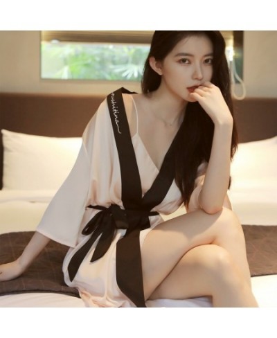 Spring Summer and Autumn Sexy Silk Two Pieces Set Nightdress Short-sleeved Homewear Pajamas Women's Suit Sleepwear Set $44.56...