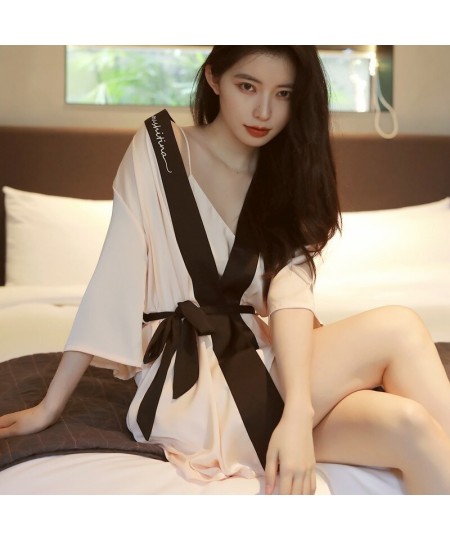 Spring Summer and Autumn Sexy Silk Two Pieces Set Nightdress Short-sleeved Homewear Pajamas Women's Suit Sleepwear Set $44.56...