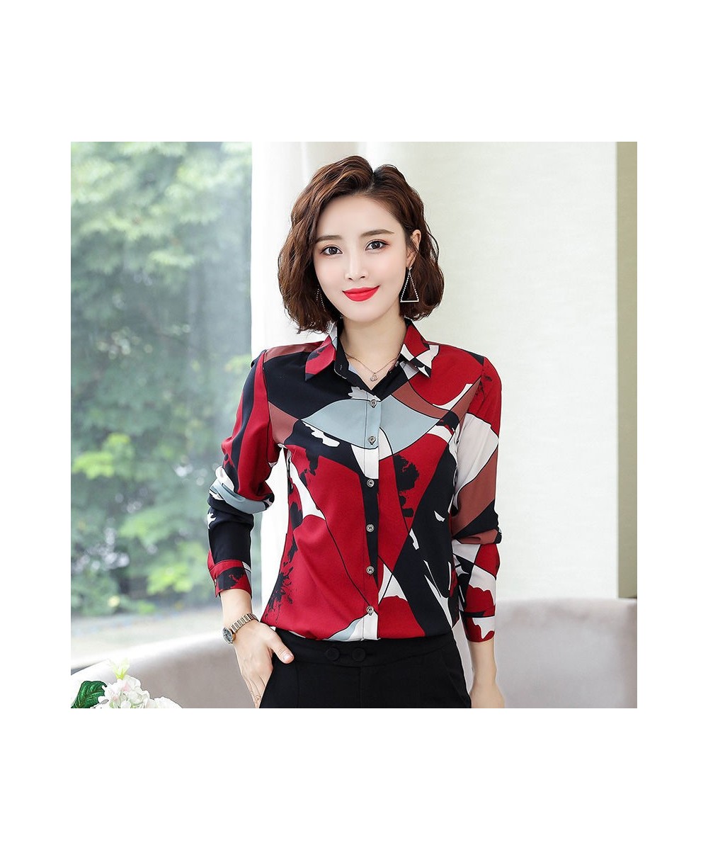 Lady Casual M-4XL Turn-down Collar Chiffon Blouses Shirts Women Spring Summer Style Long Sleeve Blusas Tops $27.77 - Tops & Tees