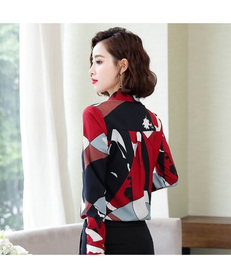 Lady Casual M-4XL Turn-down Collar Chiffon Blouses Shirts Women Spring Summer Style Long Sleeve Blusas Tops $27.77 - Tops & Tees