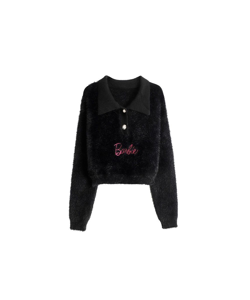 POLO Collar Embroidery Letter Solid Fleece Shirt Sweater Womens Spring Autumn College Style Vintage Long-sleeved Pullover $45...