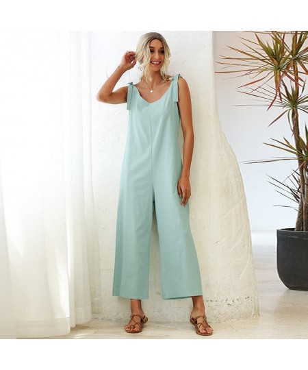 4 Colors Lace Up Sleeveless Jumpsuits Women Playsuit Solid Overalls Rompers Jumpsuit Summer 2023 Casual Loose New $27.77 - Ju...