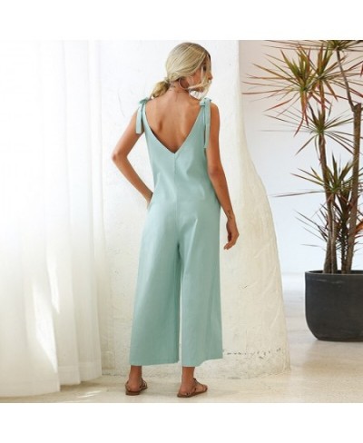 4 Colors Lace Up Sleeveless Jumpsuits Women Playsuit Solid Overalls Rompers Jumpsuit Summer 2023 Casual Loose New $27.77 - Ju...