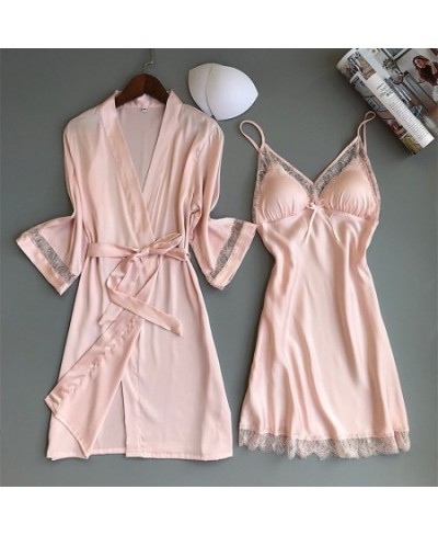 Sexy Women Rayon Kimono Bathrobe WHITE Bride Bridesmaid Wedding Robe Set Lace Trim Sleepwear Casual Home Clothes Nightwear $4...