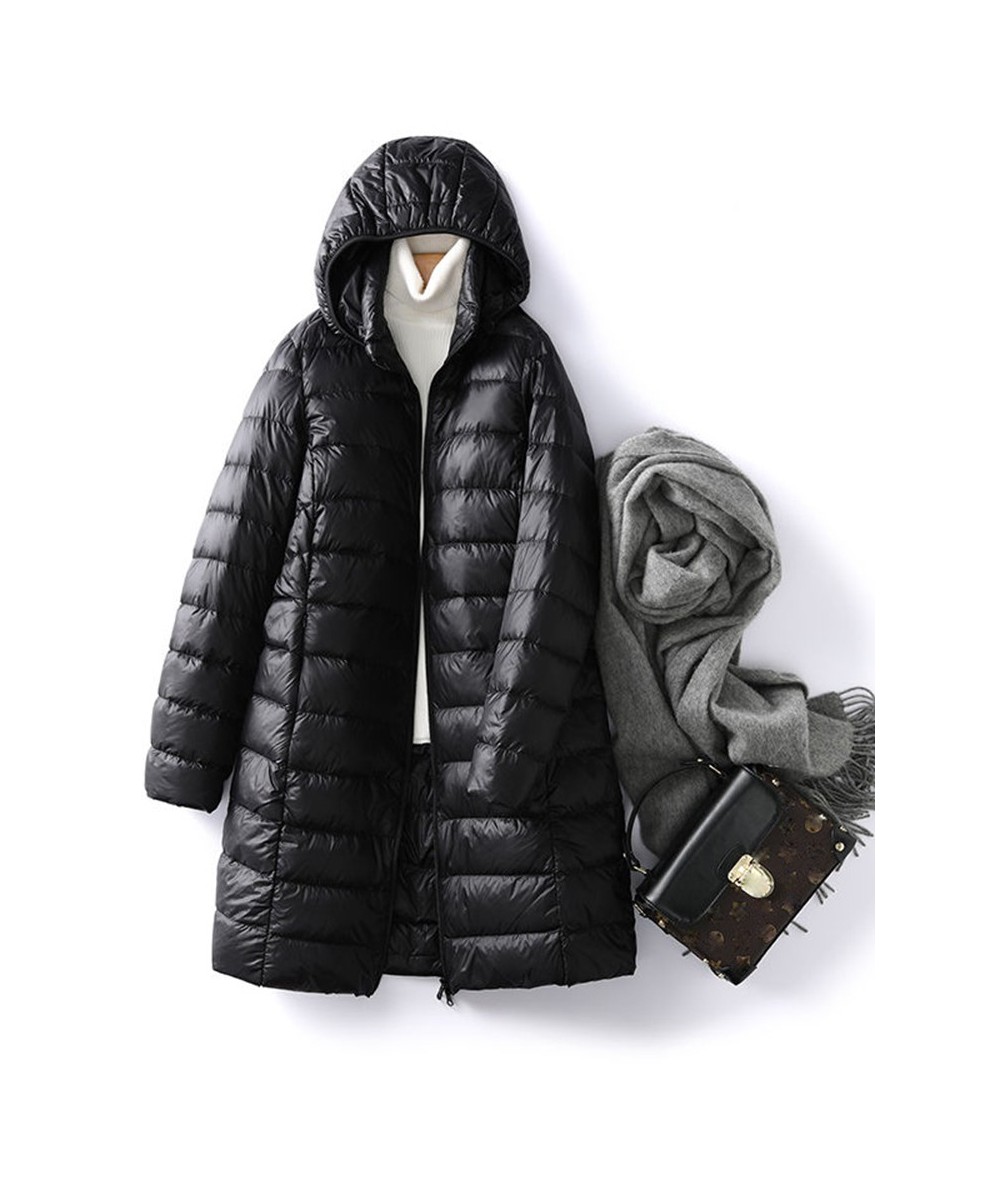 90% Ultra-light Long Down Jacket Women 2022 Autumn Winter Slim Hat Detachable Warm White Duck Down Coat Women Portable $57.13...