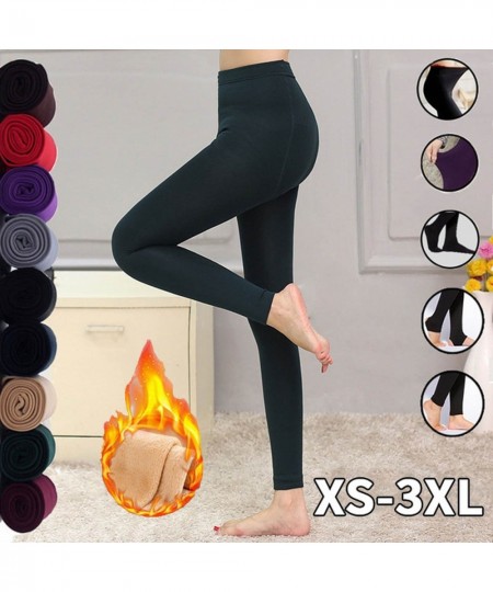 Fashion Women Stretch Fleece Winter Pants Warm Leggings Ankle-Length Pants Plus Size woman Stretch Straight Leg Pants XS-3XL ...