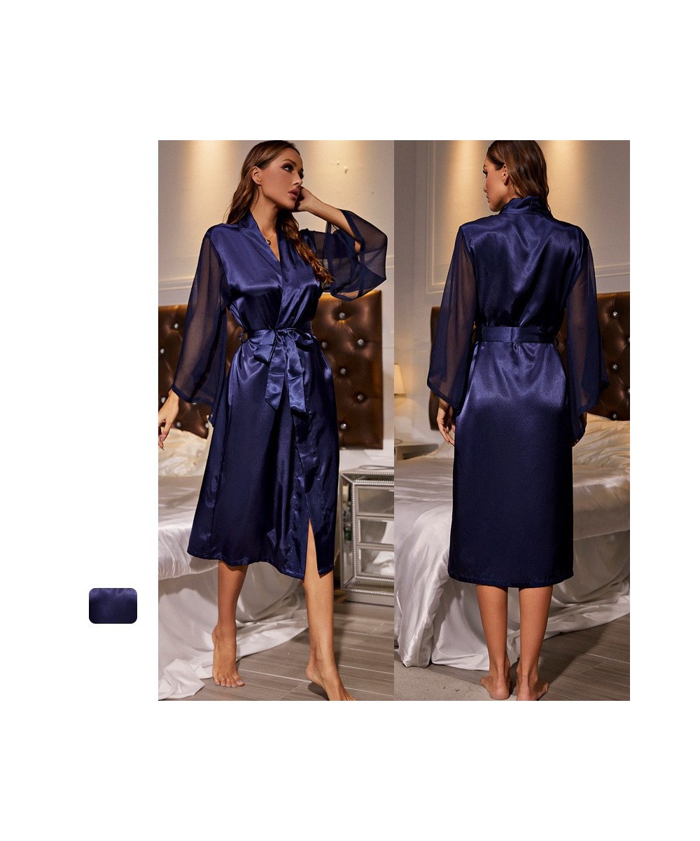 Autumn Lady Rayon Bathrobe Yukata Nightgown Sleepwear Chiffon Long Sleeve Women Solid Color Satin Cardigan Kimono Robe $42.75...