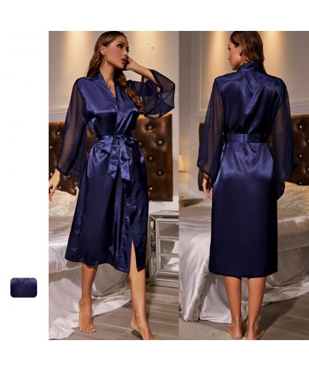 Autumn Lady Rayon Bathrobe Yukata Nightgown Sleepwear Chiffon Long Sleeve Women Solid Color Satin Cardigan Kimono Robe $42.75...