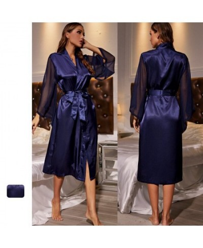 Autumn Lady Rayon Bathrobe Yukata Nightgown Sleepwear Chiffon Long Sleeve Women Solid Color Satin Cardigan Kimono Robe $42.75...