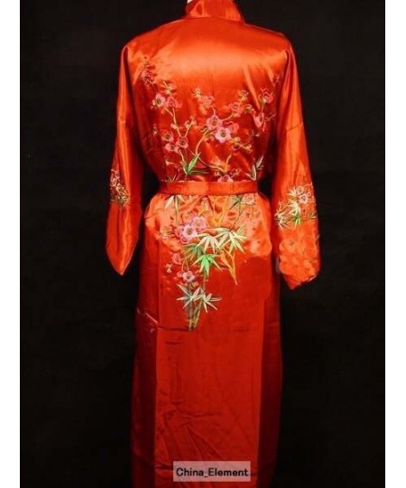 Black Chinese Women's Satin Silk Embroidery Robe Kimono Bath Gown Flower Size S M L XL XXL XXXL W3S002 $48.46 - Sleepwears