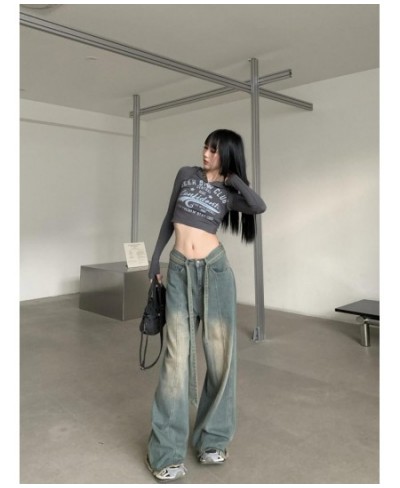 American Retro Baggy Denim Wide Leg Pants Mom Jeans Women With Belt Loose Boyfriend Jeans For Women 2023 Spring Summer $61.16...