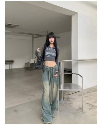 American Retro Baggy Denim Wide Leg Pants Mom Jeans Women With Belt Loose Boyfriend Jeans For Women 2023 Spring Summer $61.16...