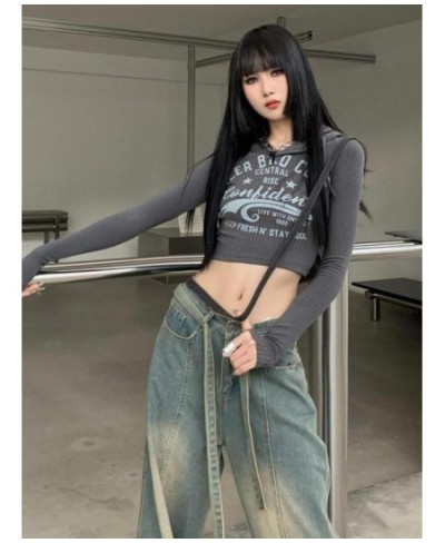 American Retro Baggy Denim Wide Leg Pants Mom Jeans Women With Belt Loose Boyfriend Jeans For Women 2023 Spring Summer $61.16...