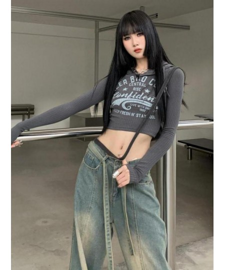 American Retro Baggy Denim Wide Leg Pants Mom Jeans Women With Belt Loose Boyfriend Jeans For Women 2023 Spring Summer $61.16...