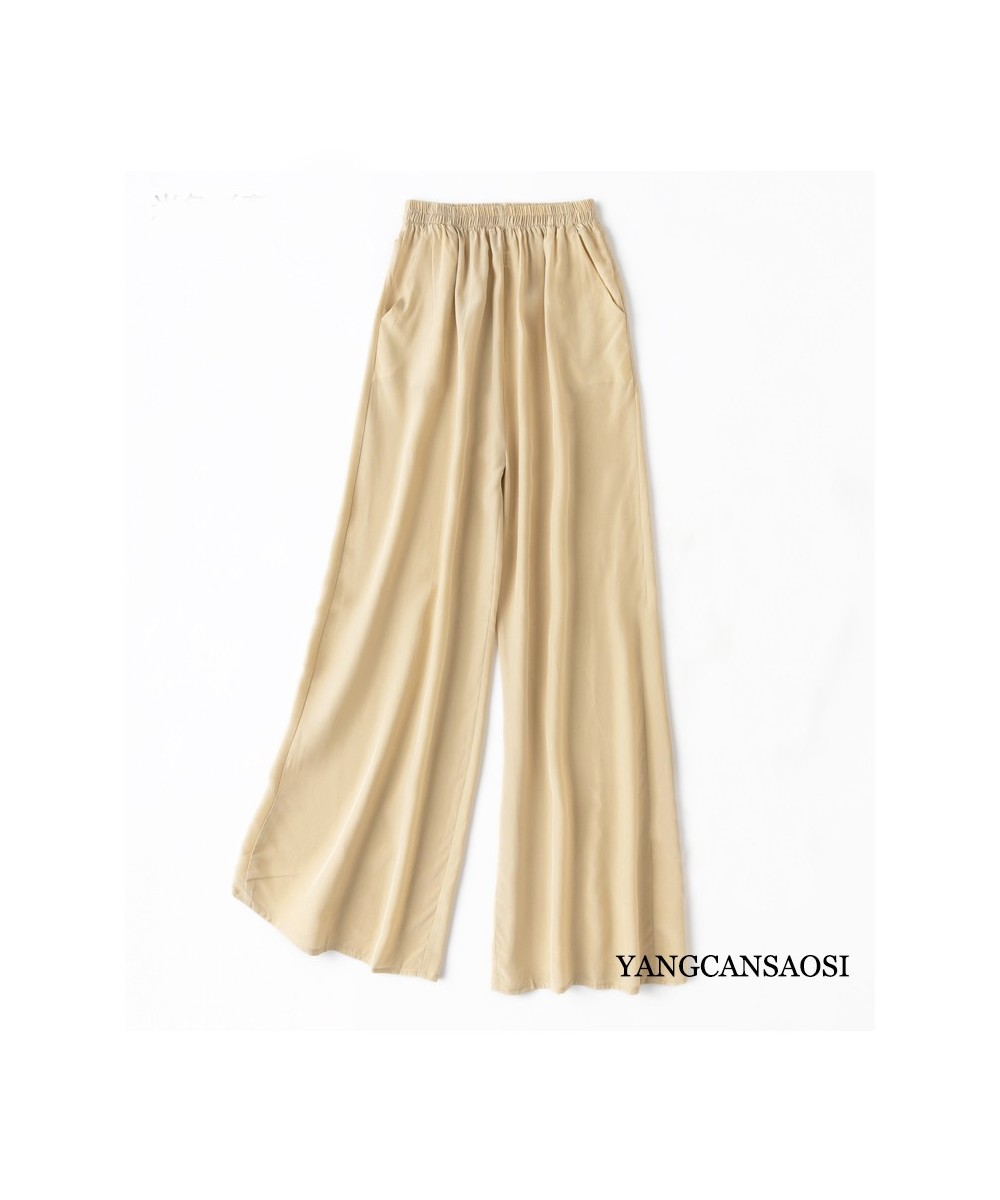 Natural Mulberry Silk Solid Color Fashion Women's Pants Crepe De Chine Wide Leg Pants Versatile Solid Color Casual $83.46 - J...