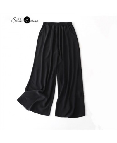 Natural Mulberry Silk Solid Color Fashion Women's Pants Crepe De Chine Wide Leg Pants Versatile Solid Color Casual $83.46 - J...