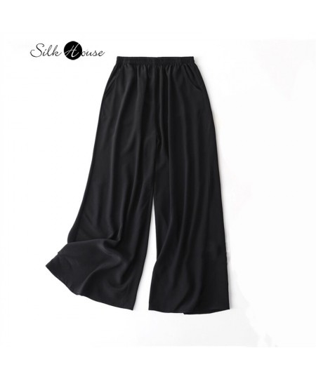 Natural Mulberry Silk Solid Color Fashion Women's Pants Crepe De Chine Wide Leg Pants Versatile Solid Color Casual $83.46 - J...