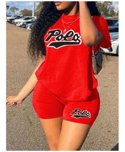 Plus Size Summer Women Printing Casual T-Shirt Y2k Graphics Top Shorts Set Round Neck Letter Print Shorts Set $36.02 - Plus S...