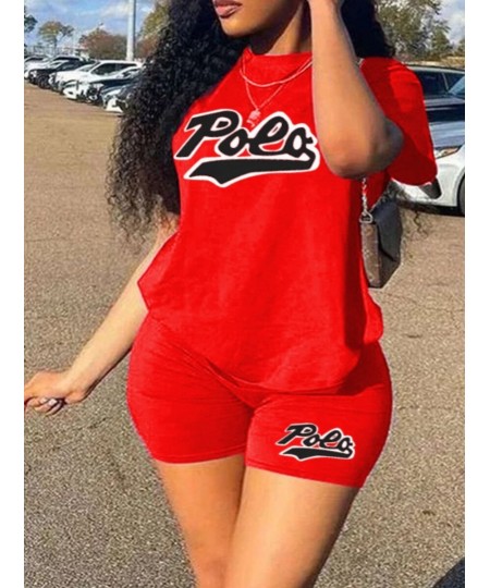 Plus Size Summer Women Printing Casual T-Shirt Y2k Graphics Top Shorts Set Round Neck Letter Print Shorts Set $36.02 - Plus S...