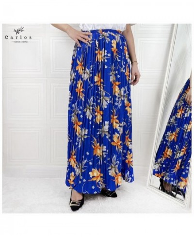 New Muslim Lady Skirt Elegant Temperament Half Skirt Pleated Printed Skirt High Waist Thin Medium Length Dubai Skirt $39.13 -...