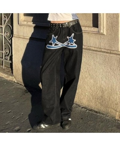 Fashion Embroidered Baggy Jeans Women American Vintage Trend High Street Straight-leg Pants 2023 Harajuku Casual Black Jeans ...